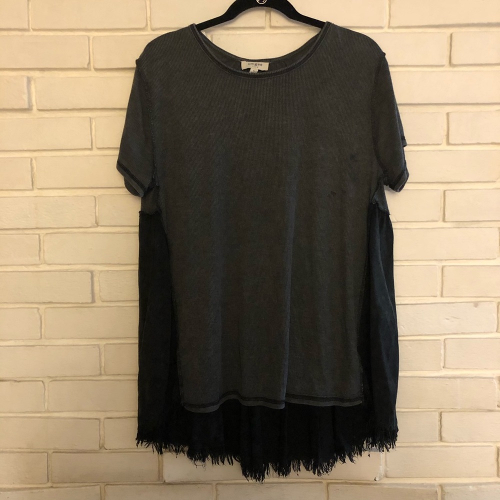 Gray & Black Blouse
